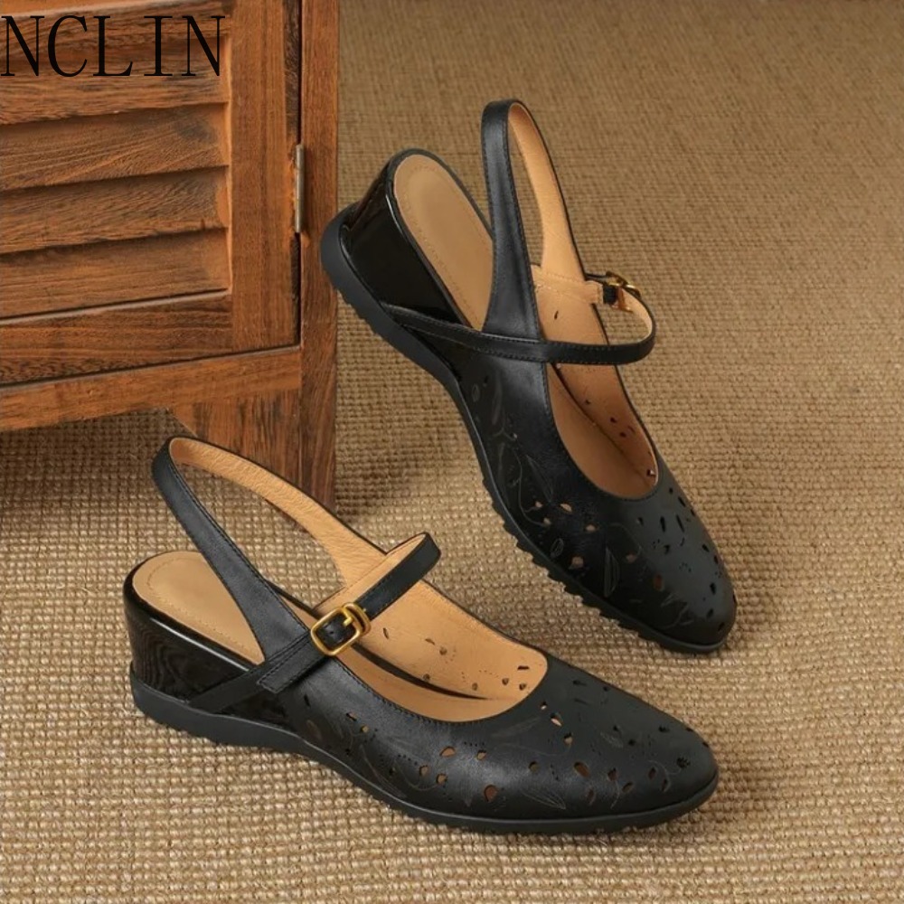 Cork Wedge Sandal - 2026 Neue Lässige Keilabsatz-Slingback-Sandalen für Damen