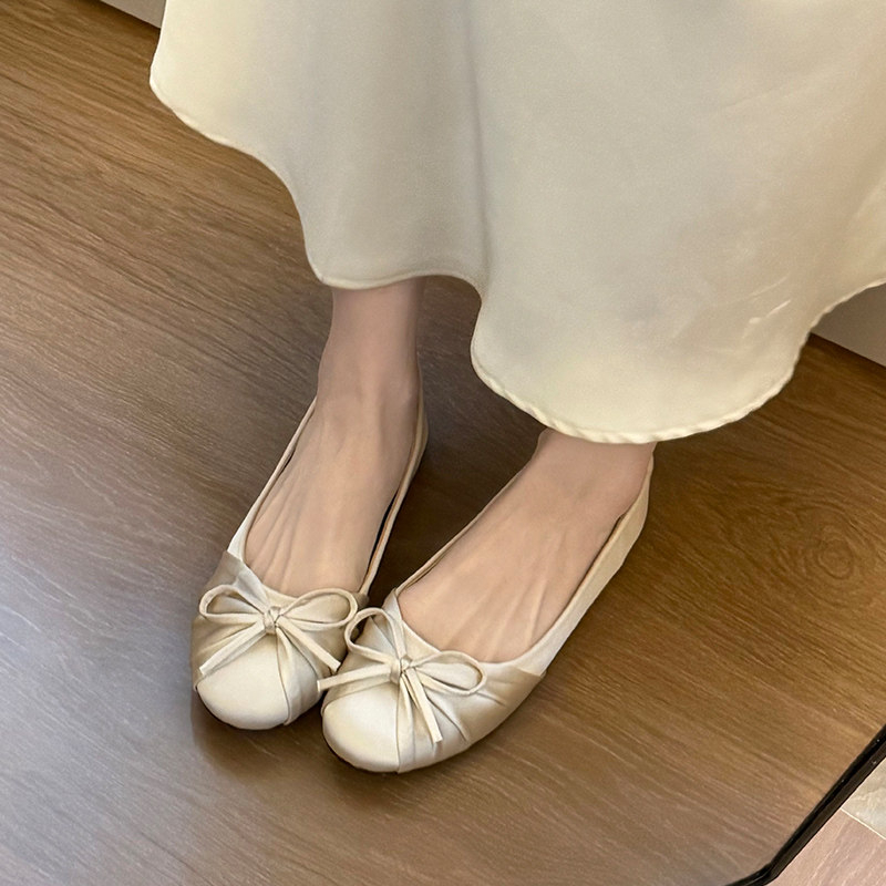 Slingback Pumps Women - 2026 Neue Schleifenknoten-Satin-Ballerinas für Damen im