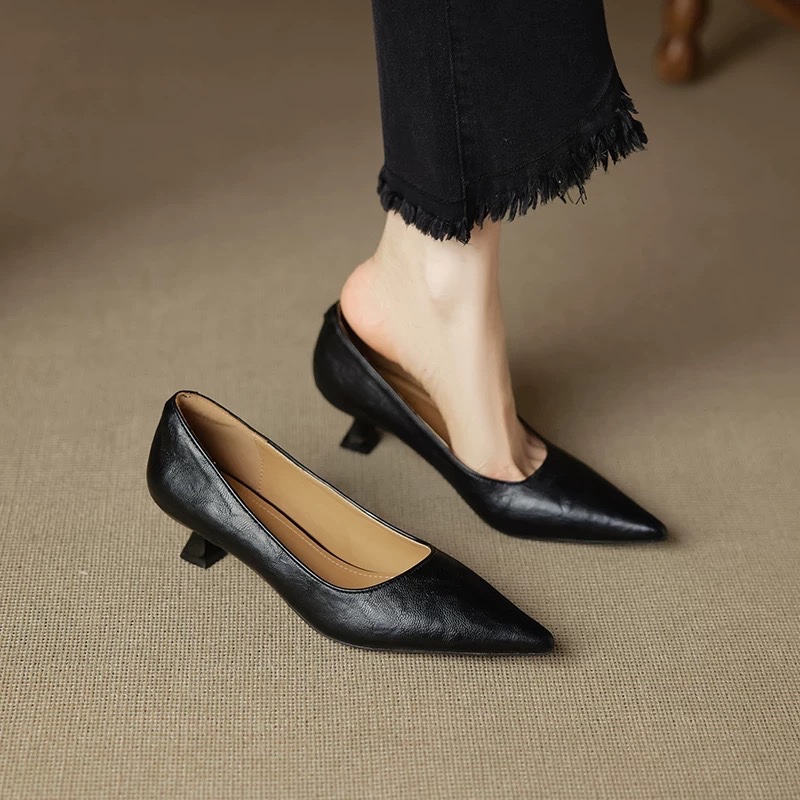 Slingback Pumps Women - Einfache Stiletto-Einzelschuhe, Herbstmode, Wildleder, Slip-on, rutschfest,