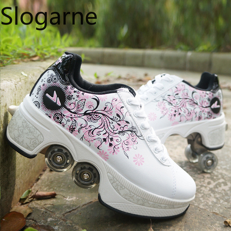 Women Shoes Waterproof - Frauen 4-Räder Verformung Rollschuhe Schuhe Männer