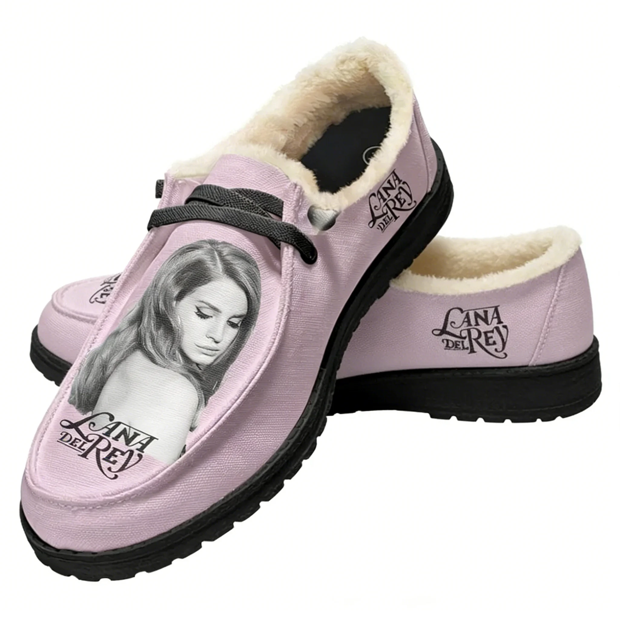 Women'S Shoes Loafers Black - Lana Del Rey Sänger Plüsch-Loafer für