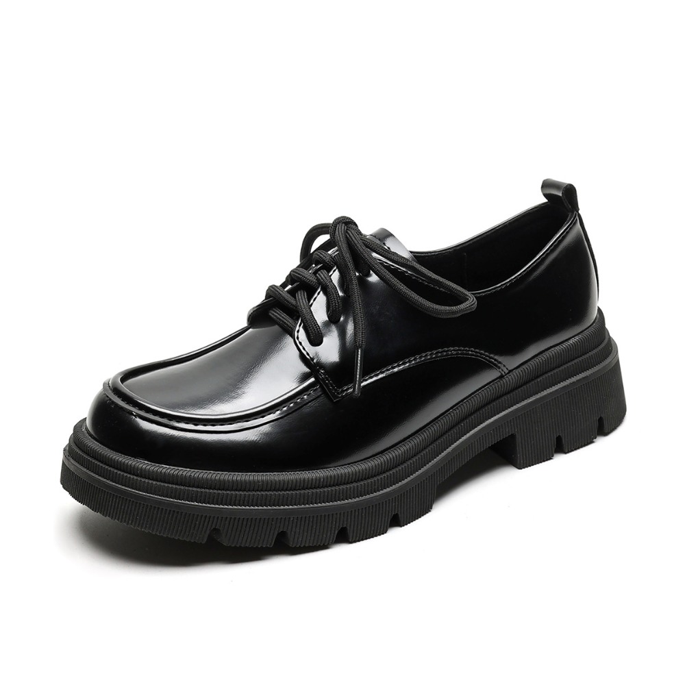 Women'S Shoes Loafers Black - Loafer für Damen, Leder-Plateau-Loafer, Schnürschuhe für