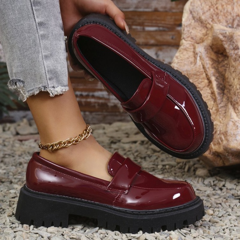 Patent Leather Pump - Patent Leder Med Heel Loafers Schuhe