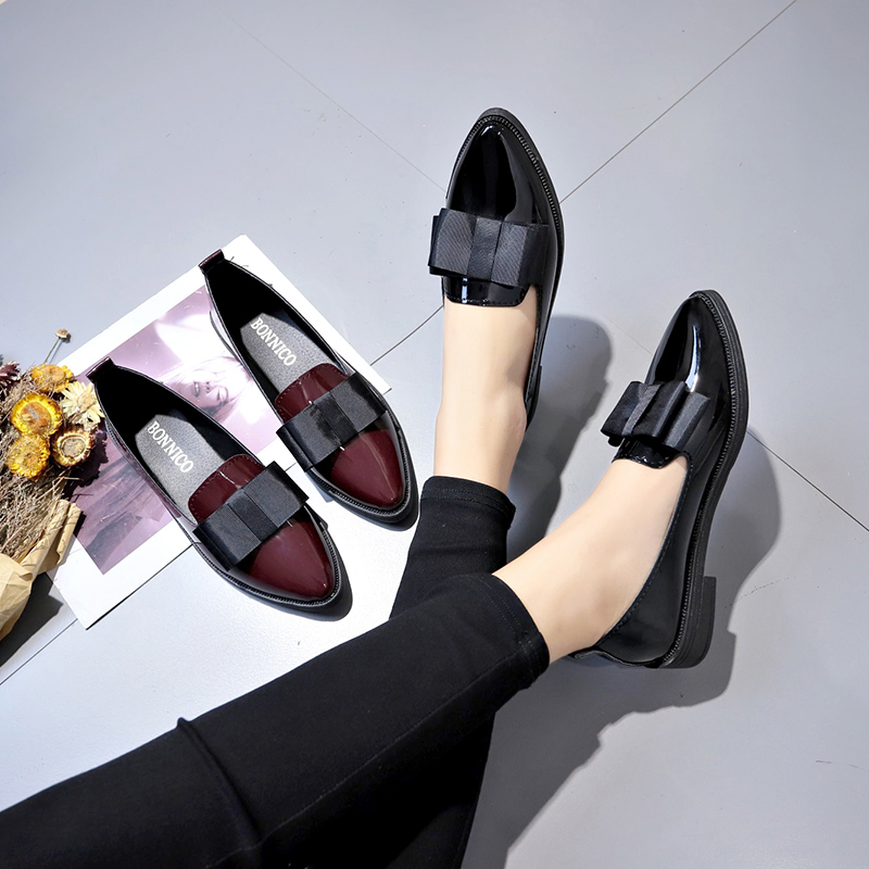 Schwarze/Weinrote Lackleder-Sp – Women'S Shoes Loafers Black Bewertung und Preis