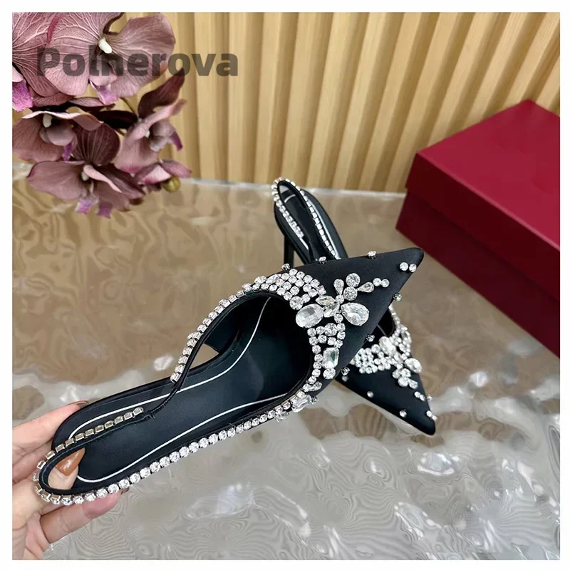 Satin Kristall Kette Slingback – Women'S Shoes Trendy Bewertung und Preis